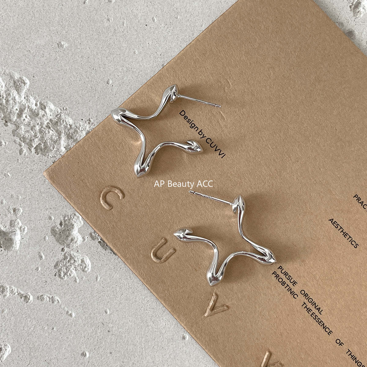 C廠-韓版INS四芒星銀針耳釘小眾輕奢設計感高級耳環日常百搭秋冬耳飾「EH-4276」25.11-4