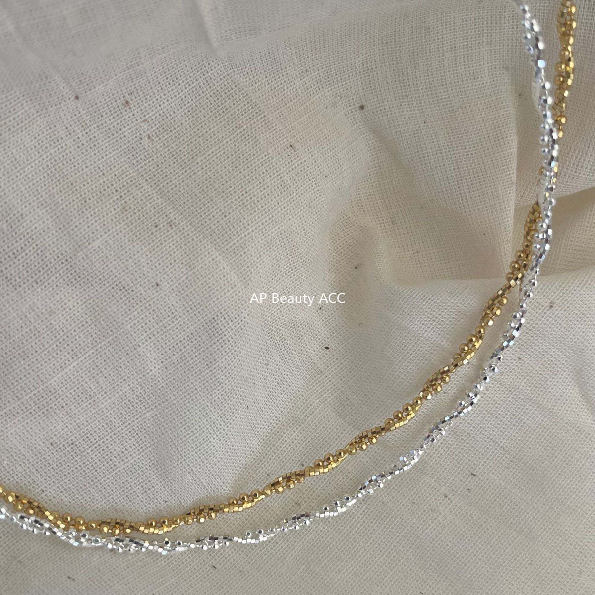 F廠-韓國韓版925純銀切面圓珠碎銀項鍊簡約氣質冷淡風纏繞項鍊「B1173」25.12-3