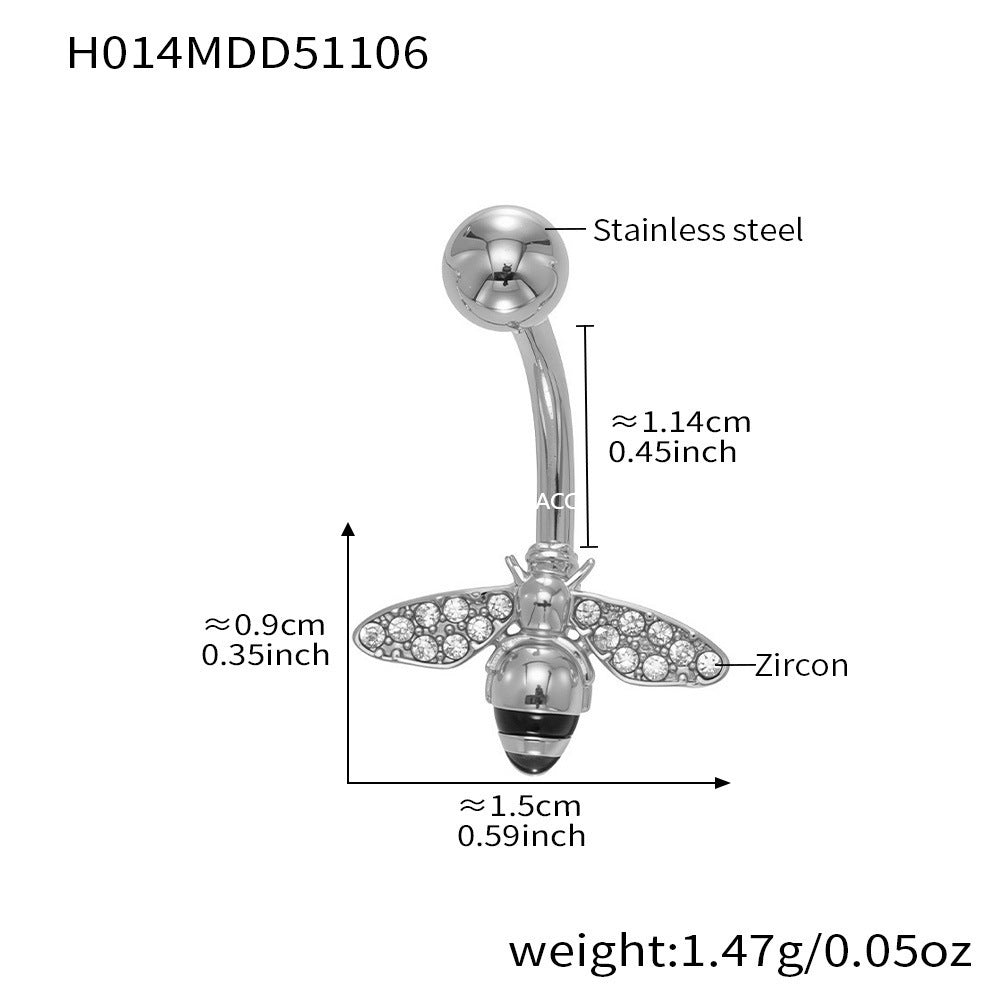 B廠-跨境新款多元素滿鑽鋯石肚臍釘不鏽鋼鍍18k金歐美穿刺飾品「H009」25.11-2