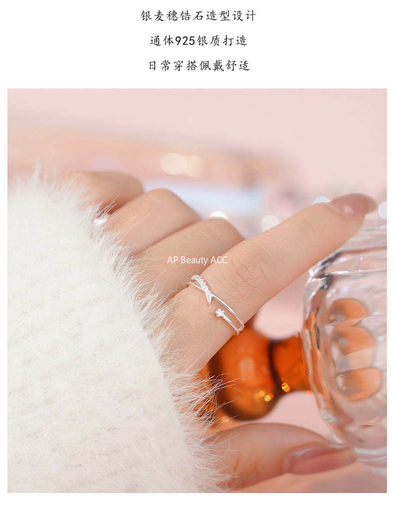D廠-純銀S925甜美鋯石交叉戒指女簡約輕奢優雅溫柔文藝可愛指環批發「YC5308R_1」25.12-3