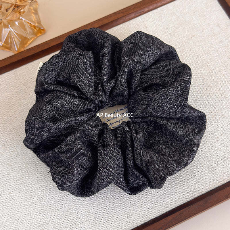 E廠-韓系復古腰果印花大腸髮圈女扎馬尾頭繩不傷髮大號髮繩橡皮筋髮飾「27630」25.11-1