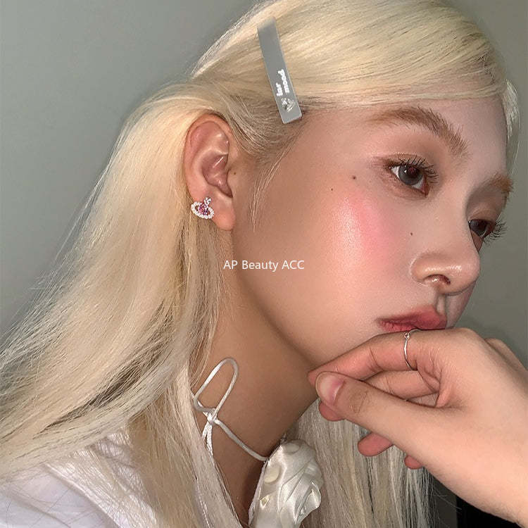 C廠-輕奢小香風粉鋯石星球耳釘女小眾甜美珍珠耳環時尚通勤百搭耳飾「EH-4313」25.12-3