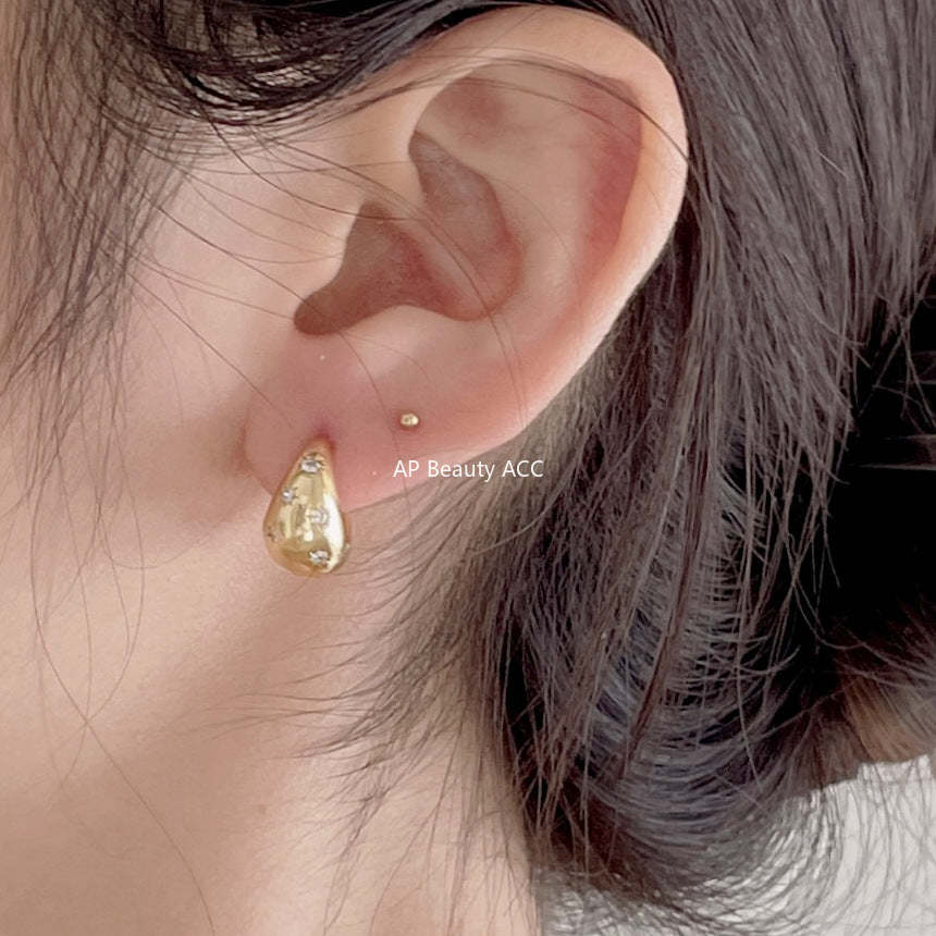 F廠-韓國韓版925純銀鋯石耳環U型簡約時尚氣質ins風耳環「C1186」25.12-3