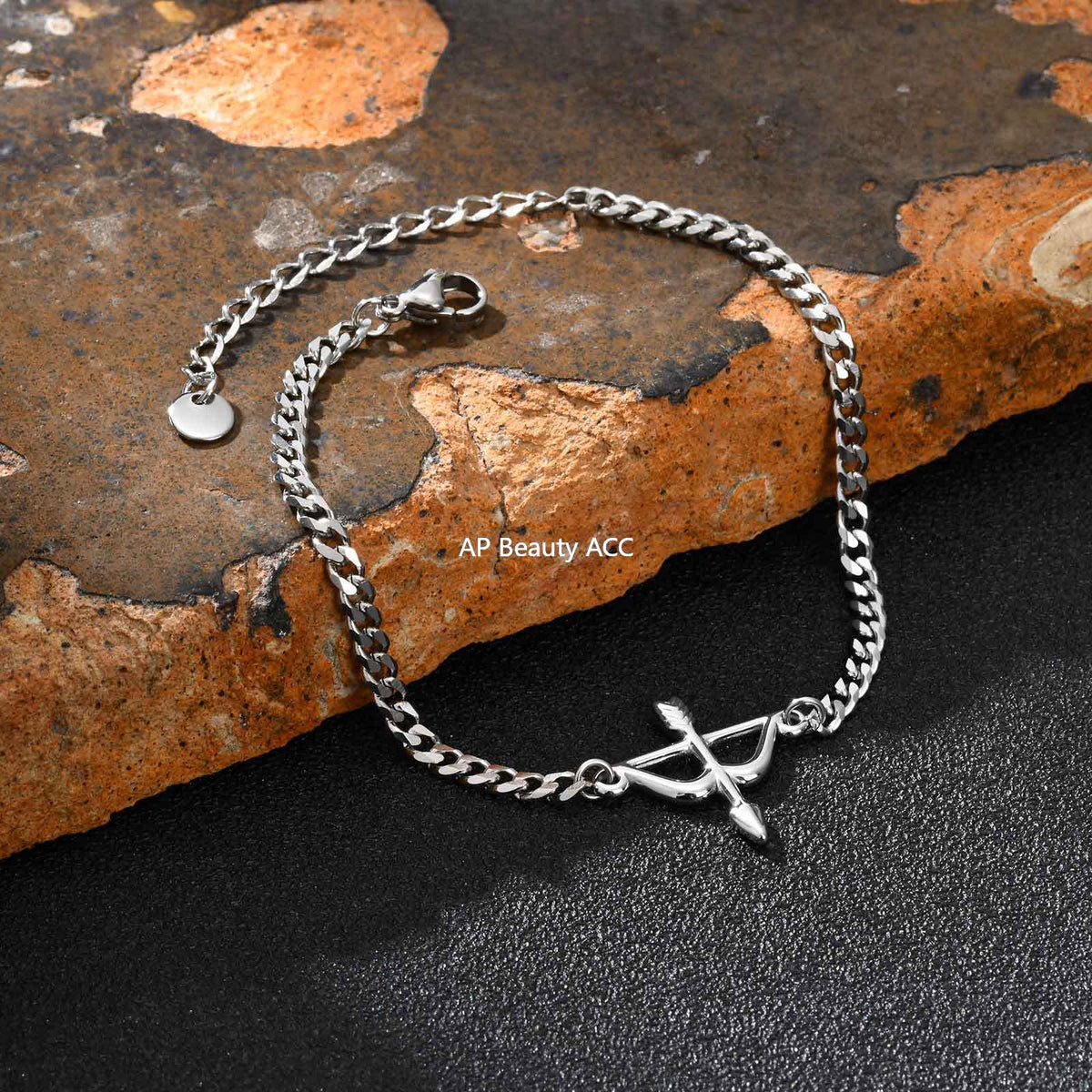 G廠-不鏽鋼六面磨鏈弓箭手鍊金色幾何射箭手鍊時尚氣質批發「BR-2621」25.11-1