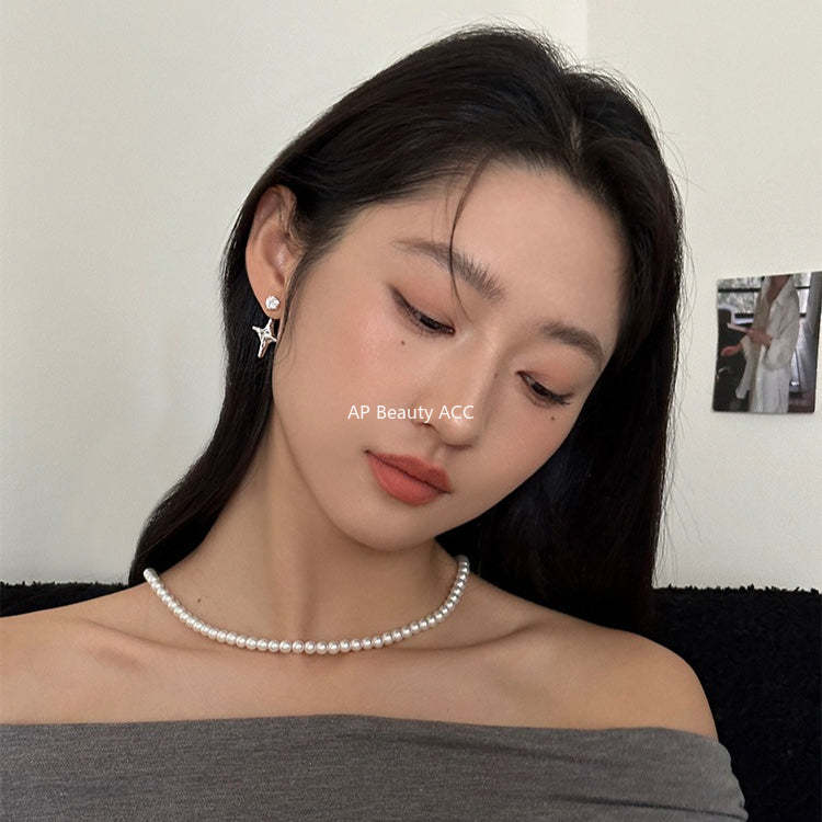 C廠-精緻時尚四芒星耳釘女高級感冷淡風鋯石耳環簡約小眾秋冬百搭耳飾「EH-4353」25.11-4