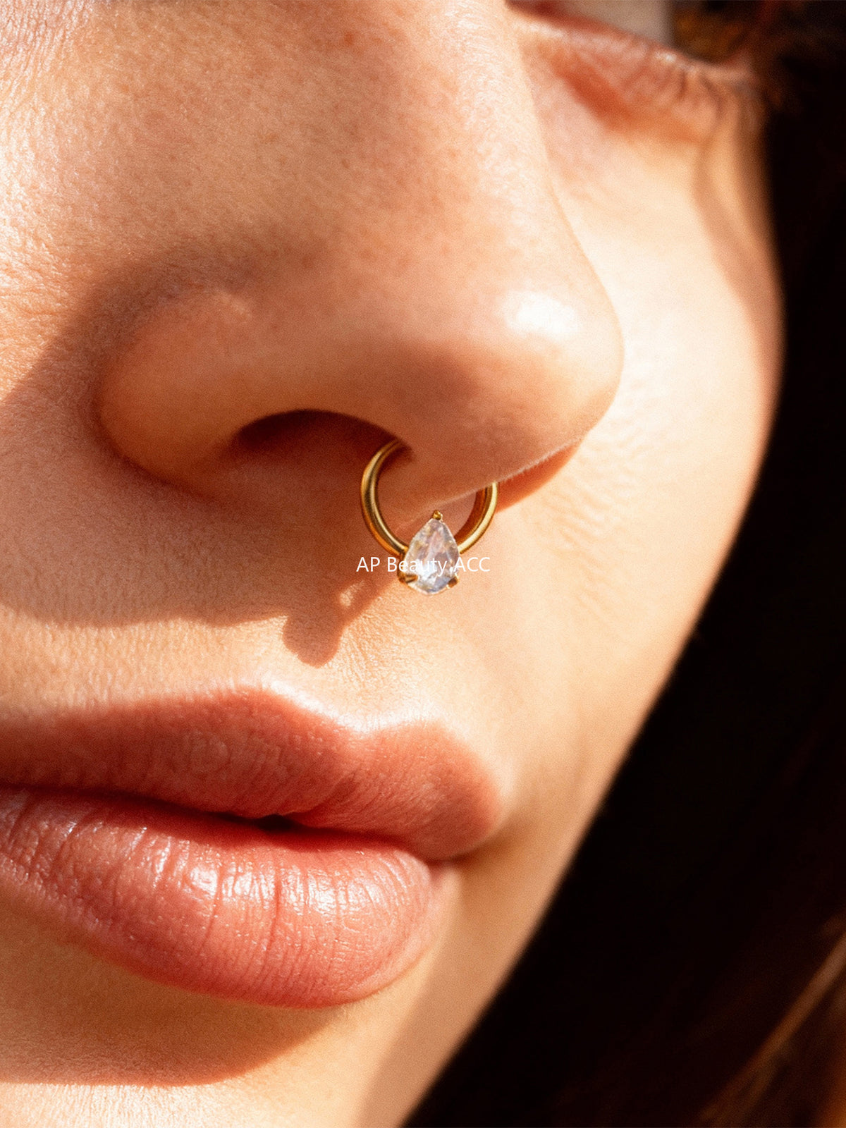 B廠-鈦合金鑲嵌5A鋯石鼻環歐美甜酷辣妹穿刺鼻環潮人時尚無縫環「T001」25.11-2