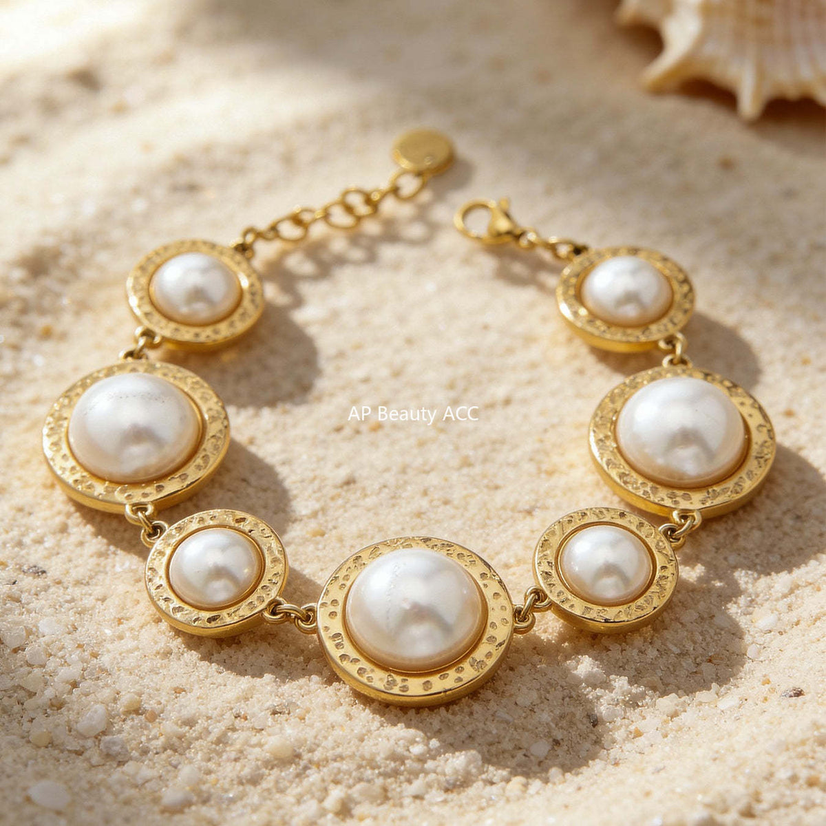 B廠-不鏽鋼多彩貝珠開口戒指個性圓膠紙手鍊首飾套裝鍍18k真金不掉色「TXA520-TXE520」25.12-3