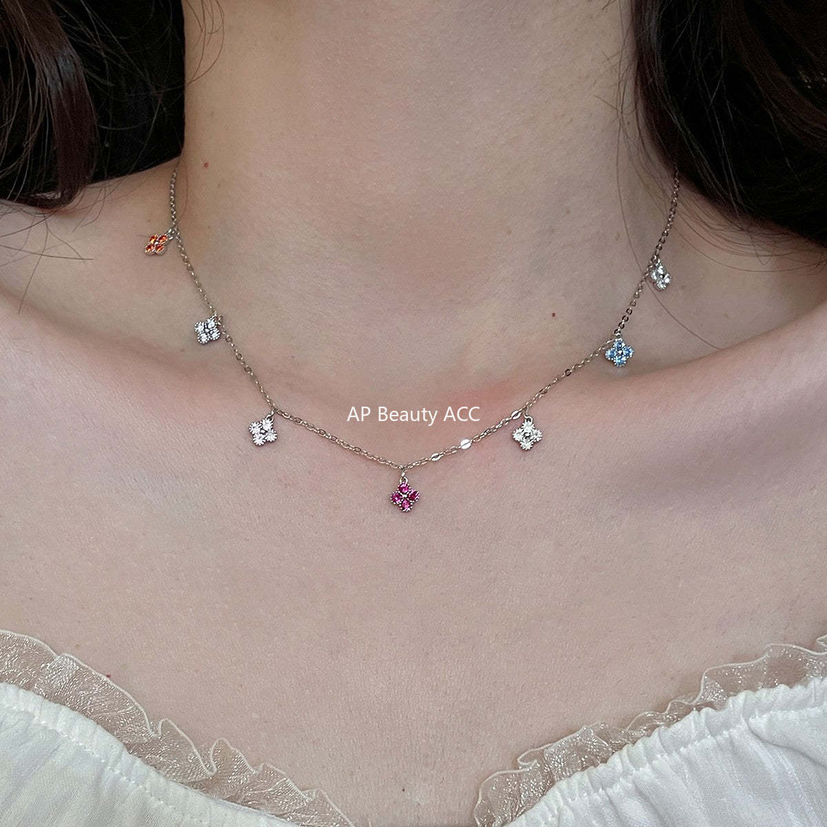 C廠-新款爆款復古多巴胺四葉草項鍊女925純銀百搭法式輕奢疊戴鎖骨鏈「XL-1214」25.12-2