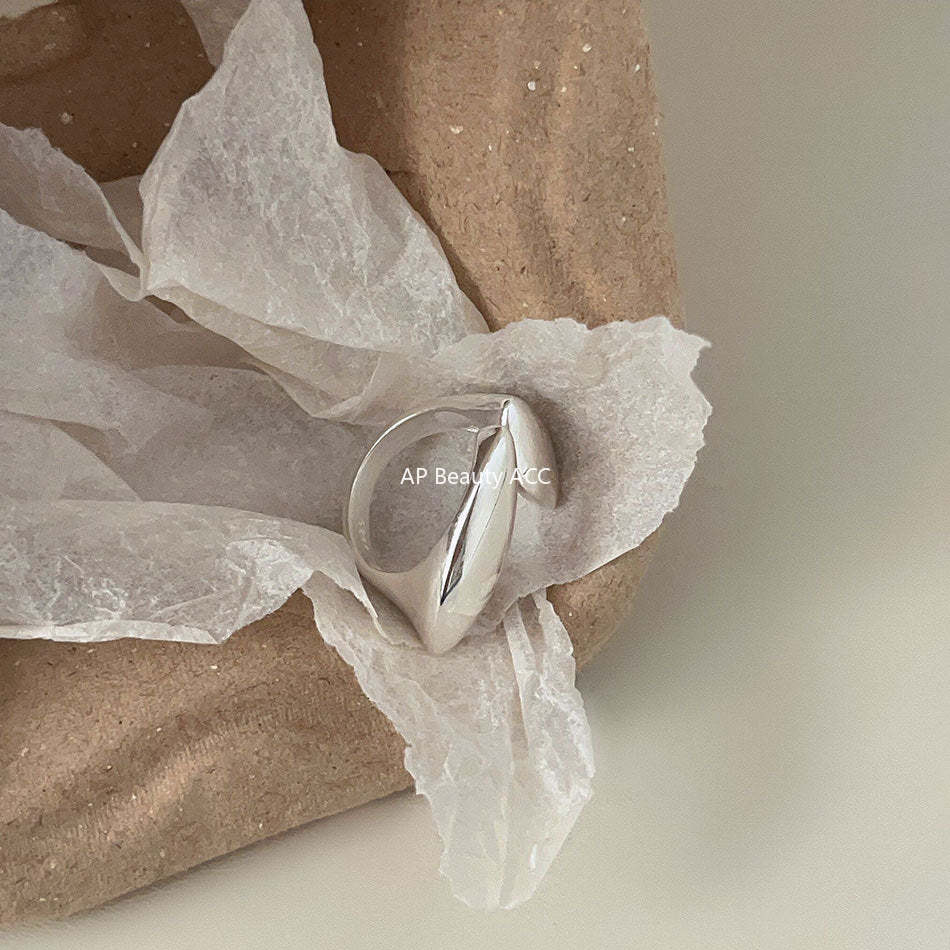 F廠-韓國韓版S925純銀組合幾何面 光面簡約戒指開口指環「J343」25.10-5