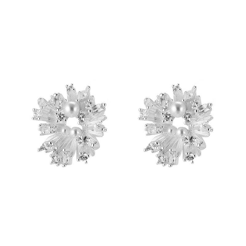 C廠-超閃鋯石珍珠耳釘女氣質精緻高級感耳環輕奢百搭清冷感通勤耳飾「EH-4048」25.12-1