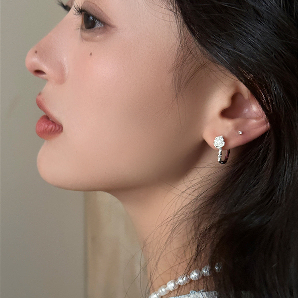 C廠-925銀針森系玫瑰花耳環女清新甜美氣質耳扣簡約時尚百搭個性耳飾「EH-3678」25.06-4