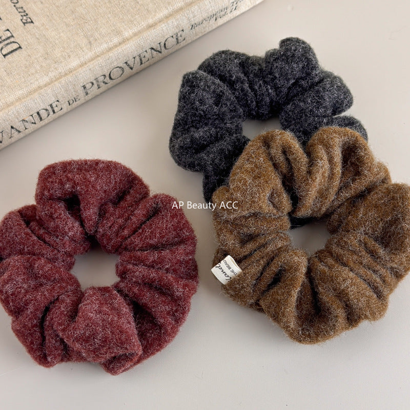 E廠-秋冬質感毛呢大腸髮圈韓系氣質百搭時尚丸子頭馬尾髮繩髮飾髮圈「26247」25.11-2