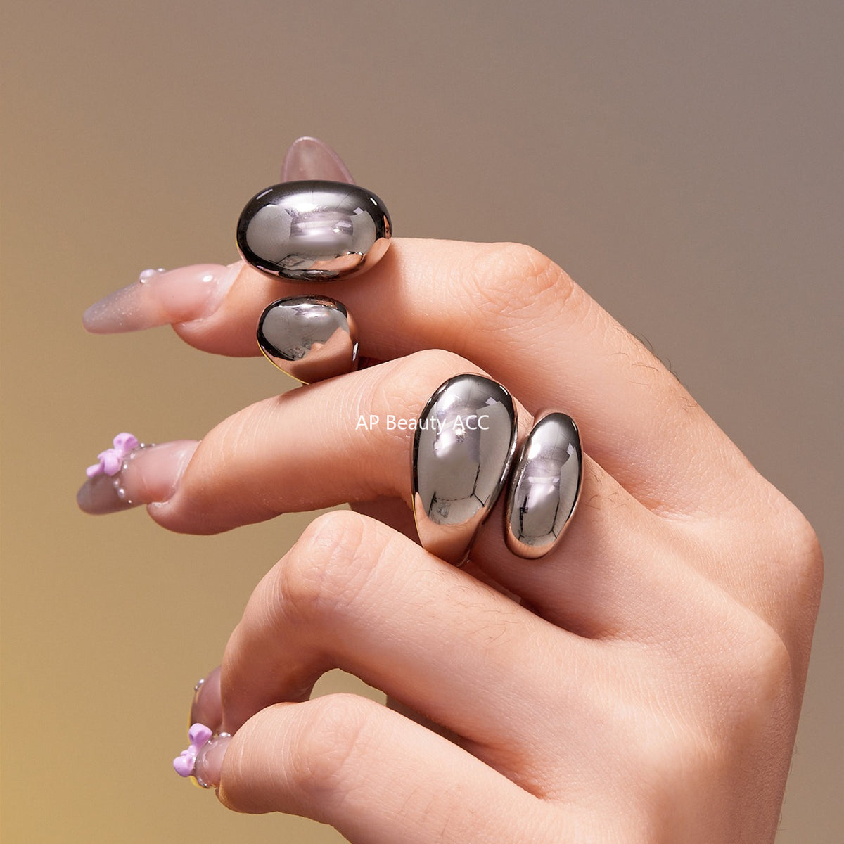 B廠-跨境法式光面雙水滴開口戒指不鏽鋼鍍18k真金不掉色首飾品「A656-A658」25.11-1