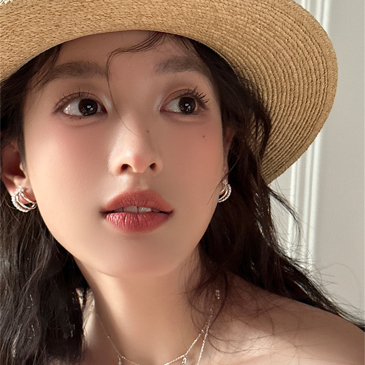 C廠-輕奢高級感疊戴風銀針耳釘女精緻韓系百搭網紅風氣質時尚鋯石耳環「EH-4050」25.09-3