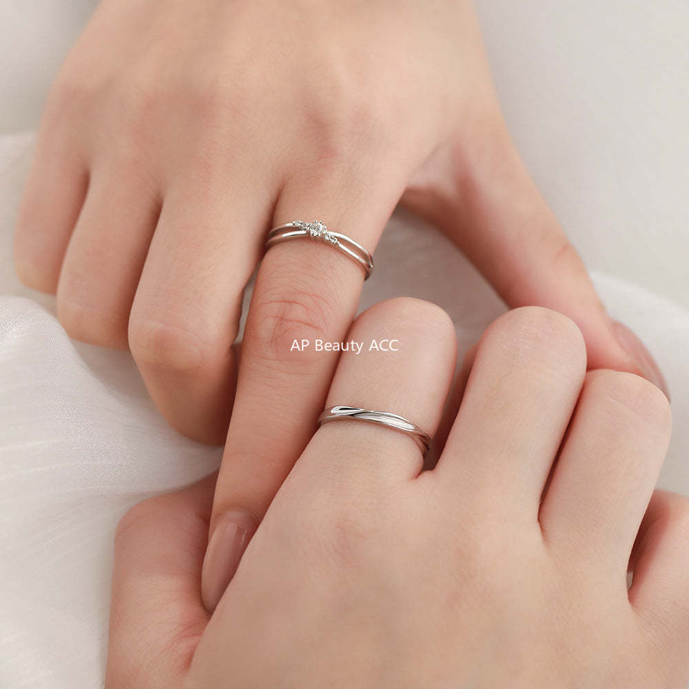 D廠-足銀S999莫比烏斯鋯石情侶對戒簡約設計獨特個性精緻高級戒指「YC3759R_1」25.12-2