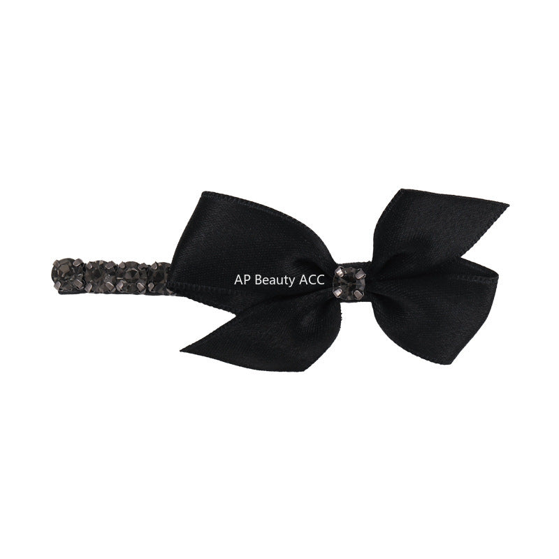 E廠-時尚氣質韓版蝴蝶結水鑽鴨嘴夾高檔瀏海側邊夾碎髮夾一字夾髮夾「26037E」25.11-2