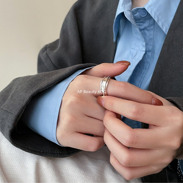 C廠-輕奢高級感純銀戒指女小眾設計個性疊戴風指環時尚ins風韓版指戒「JZ-0595」25.11-2