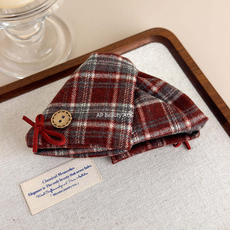 E廠-韓系ins蝴蝶結格紋抓夾女2025新款大號復古髮夾後腦勺盤髮鯊魚夾「27613」25.10-5