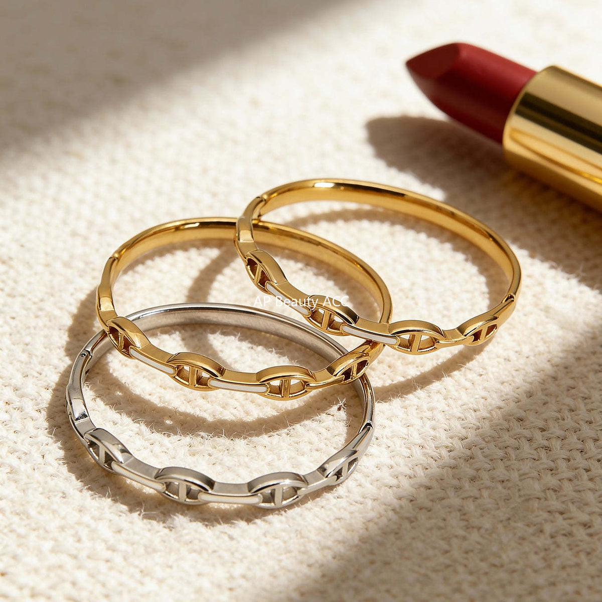 B廠-多巴胺竹節滴油彩色卡扣手鐲組合不鏽鋼鍍18k真金時尚開口手環女「Z522-Z523-Z524」25.12-3