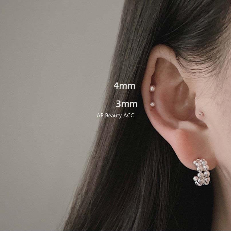 F廠-歐美韓國925純銀耳釘冷淡風圓珠耳環耳扣耳飾「C876」25.12-1