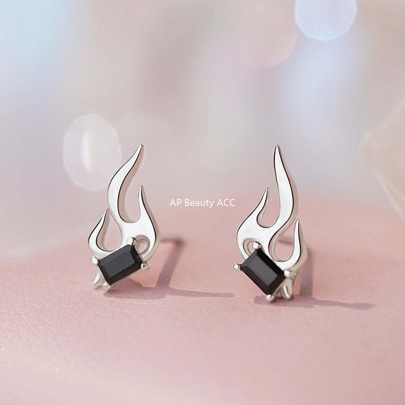 D廠-S925純銀精緻火焰耳環女輕奢個性幾何高級感小眾設計感耳飾「YC5154E_1」25.10-5