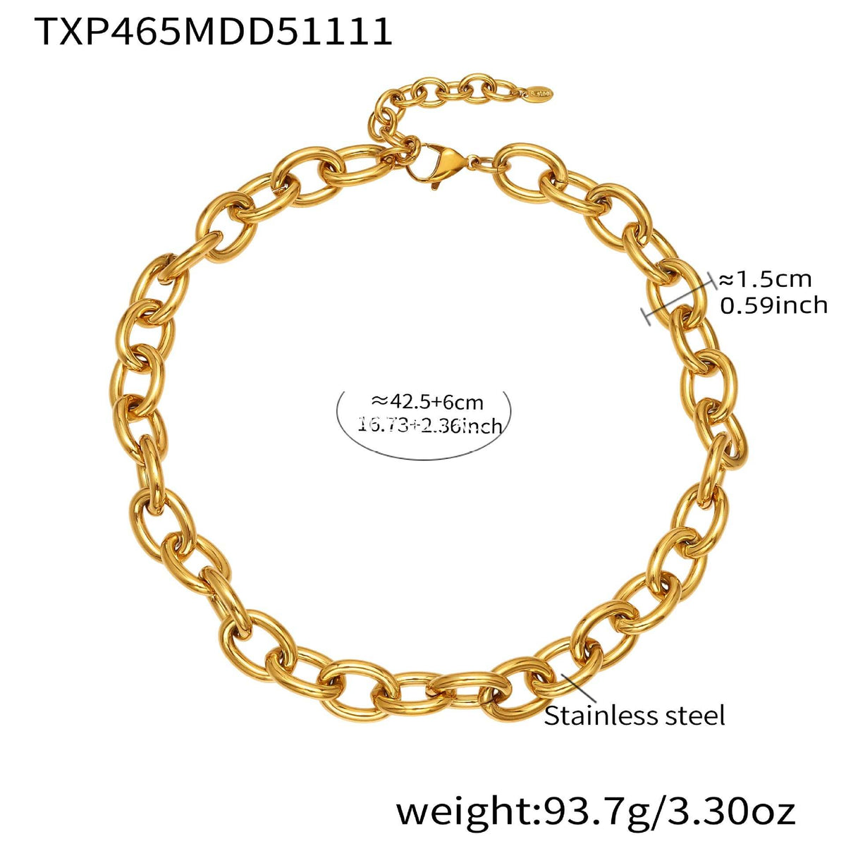 B廠-歐美嘻哈潮酷粗款O字鏈手鍊項鍊套裝不鏽鋼鍍18k真金不掉色「TXP465」25.11-3