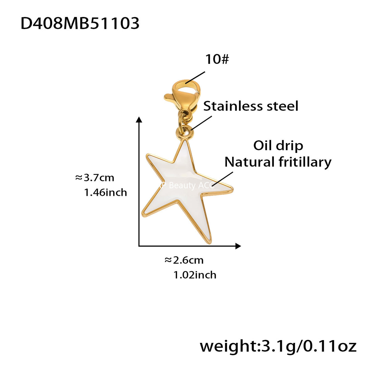 B廠-新款天然貝母滴油大五角星戒指耳環套裝不鏽鋼鍍18k金耳飾「TXF460」25.11-1