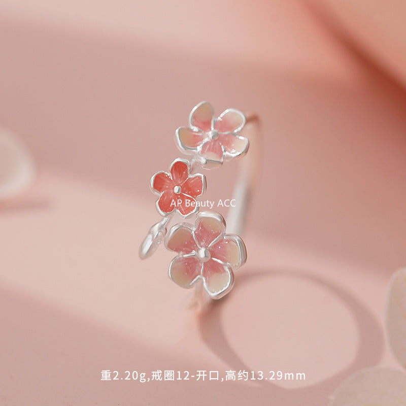 D廠-S999足銀櫻花花朵開口戒指清新設計感甜美可疊戴清新精美手飾「YC3658R_1 YC4535R_1」25.11-2