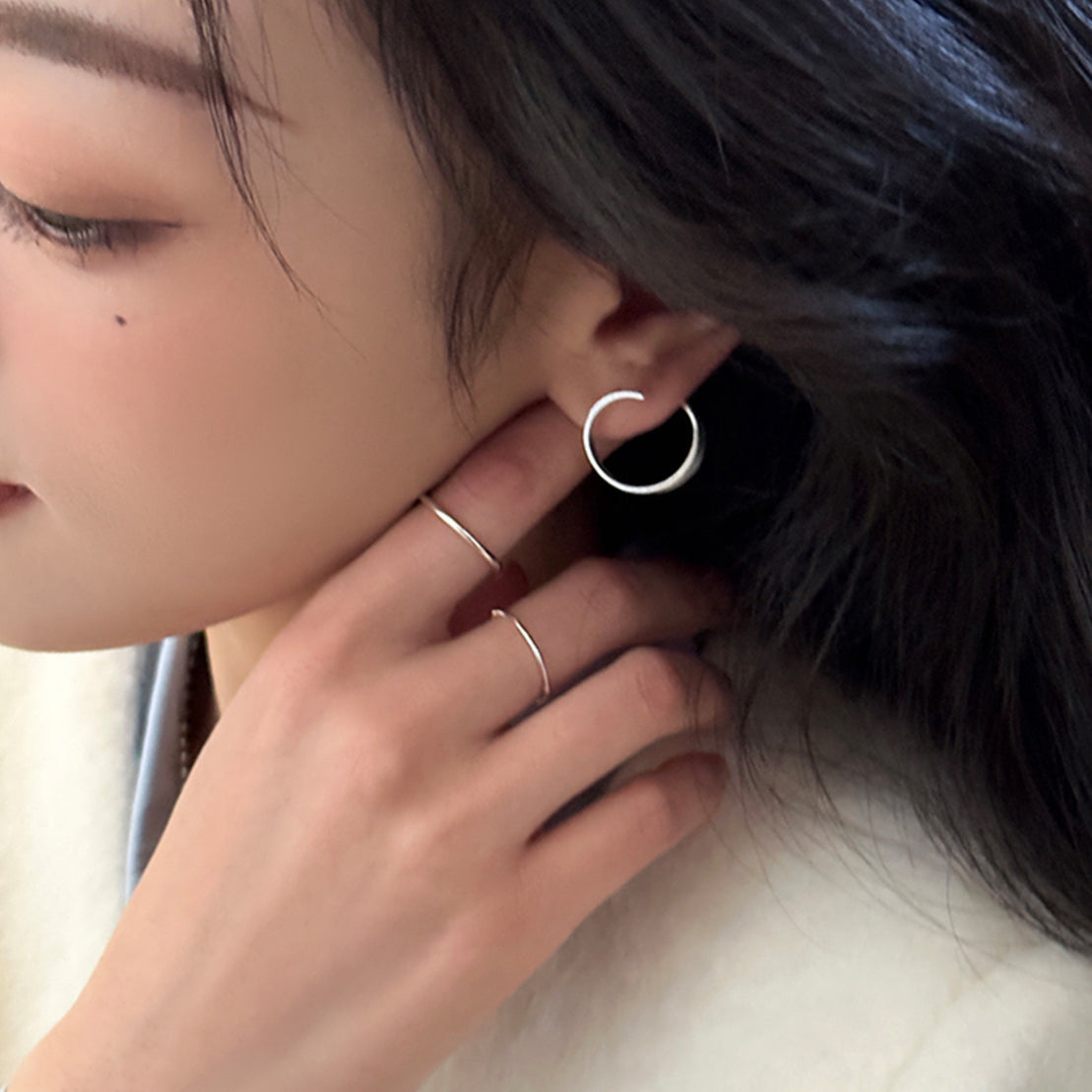 C廠-特個性扭曲回旋銀針耳釘女極簡冷淡風ins耳環輕奢高級感耳飾「EH-3581」25.05-5