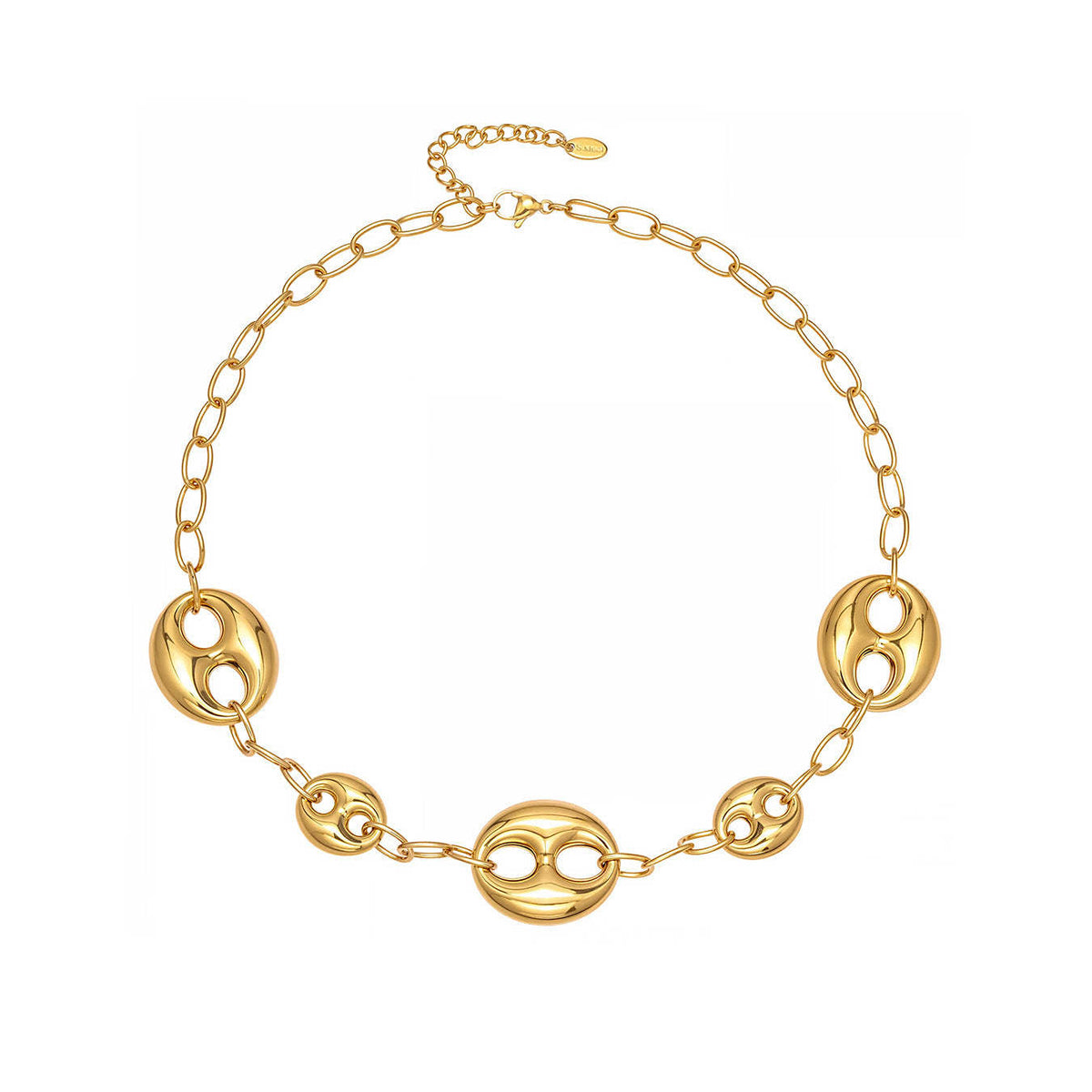 B廠-不鏽鋼空心大小豬鼻子項鍊 PVD鍍18k金時尚百搭誇張鎖骨鏈「P180」25.11-3