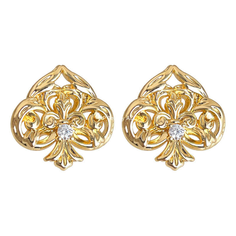 A廠-紅桃A原創設計微鑲鋯石925銀針個性設計師款小眾新款耳飾工廠耳釘「7160」25.11-4