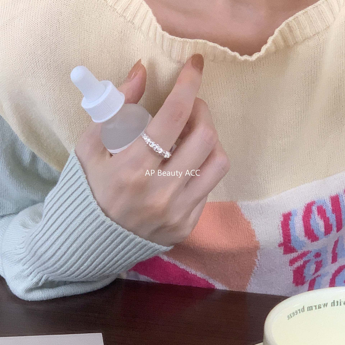 F廠-歐美時尚不規則凹凸面925純銀錫箔紙開口簡約異形戒指「J1393」25.12-3