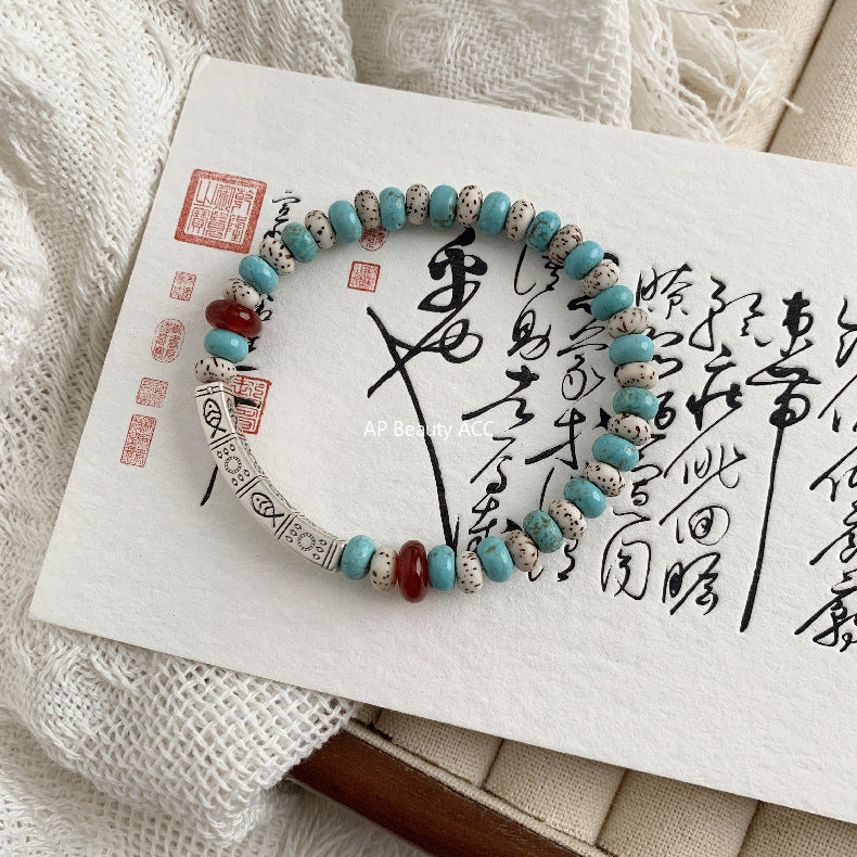 C廠-新中國國風古風錦鯉小魚兒朱砂紅瑪瑙菩提鋁鎂礦S925純銀手鍊「1541-1542」25.11-2