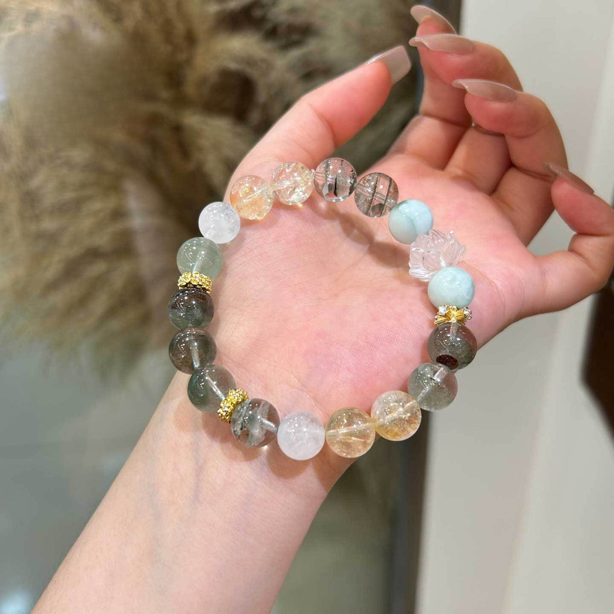 AS廠-珠寶天然水晶綠幽靈綠紋石黃水晶藍月光設計原創送禮批發款「21526」25.09-1