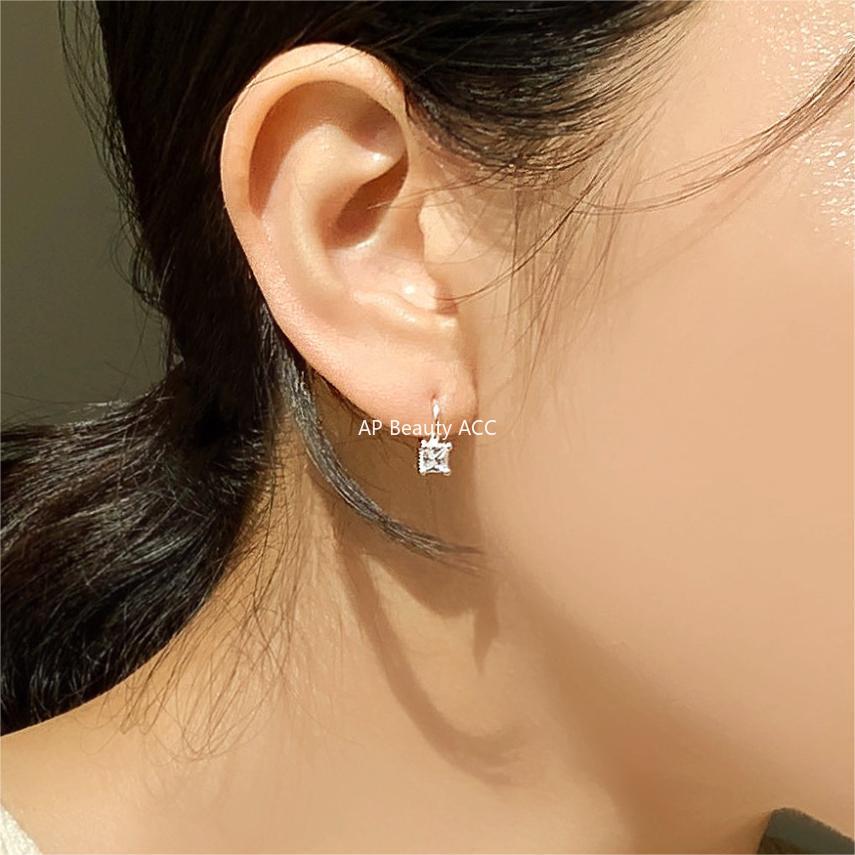 F廠-韓國韓版925純銀方鋯耳環耳扣簡約冷淡風氣質ins風耳飾「C1230」25.10-5