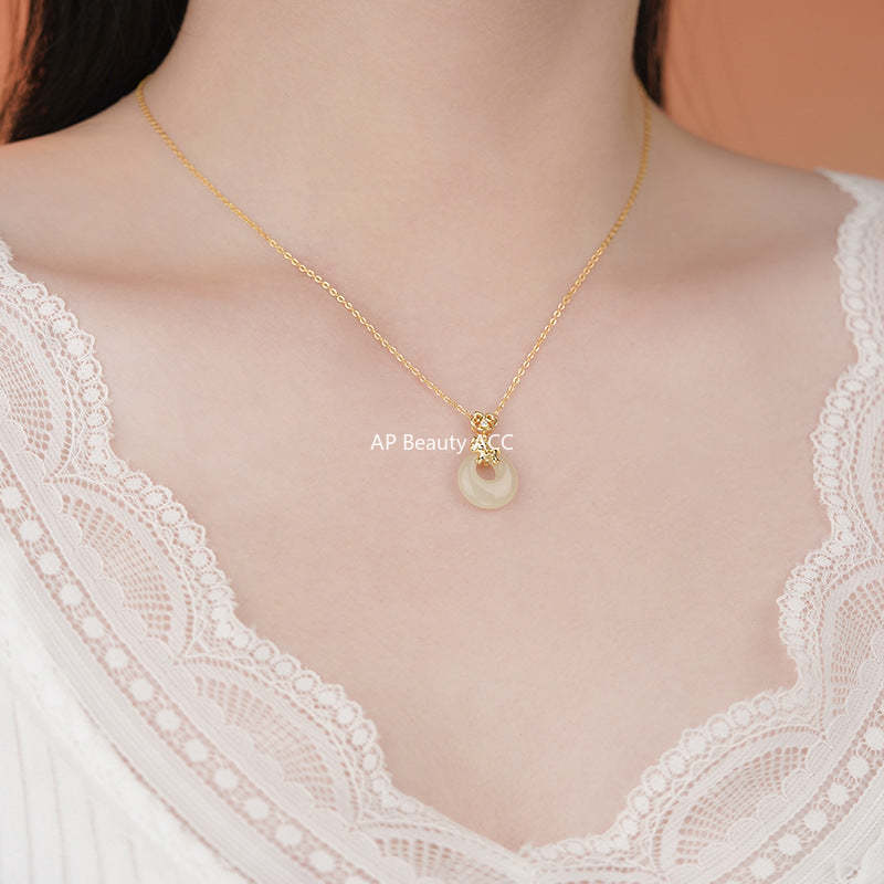 D廠-原創S999足銀馬上有錢平安扣項鍊女本命年復古福氣鎖骨鏈「YC3540N_1」25.10-5