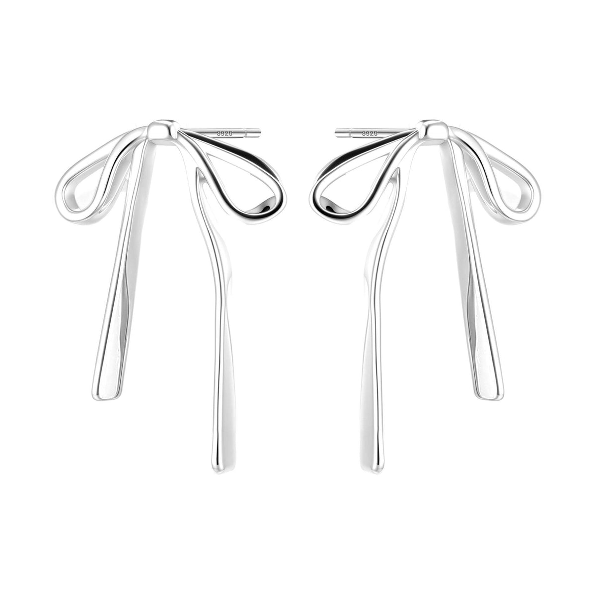 C廠-個性冷淡風蝴蝶結飄帶銀針耳釘女輕奢簡約設計氣質時尚百搭耳飾「EH-4290」25.12-1