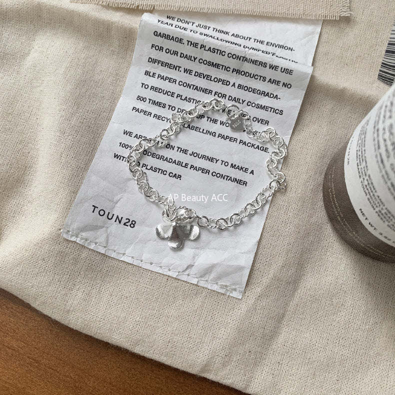 C廠-泰國清邁手工銀花朵純銀手鍊輕奢小眾S925純銀手鍊簡約百搭「1509」25.11-3