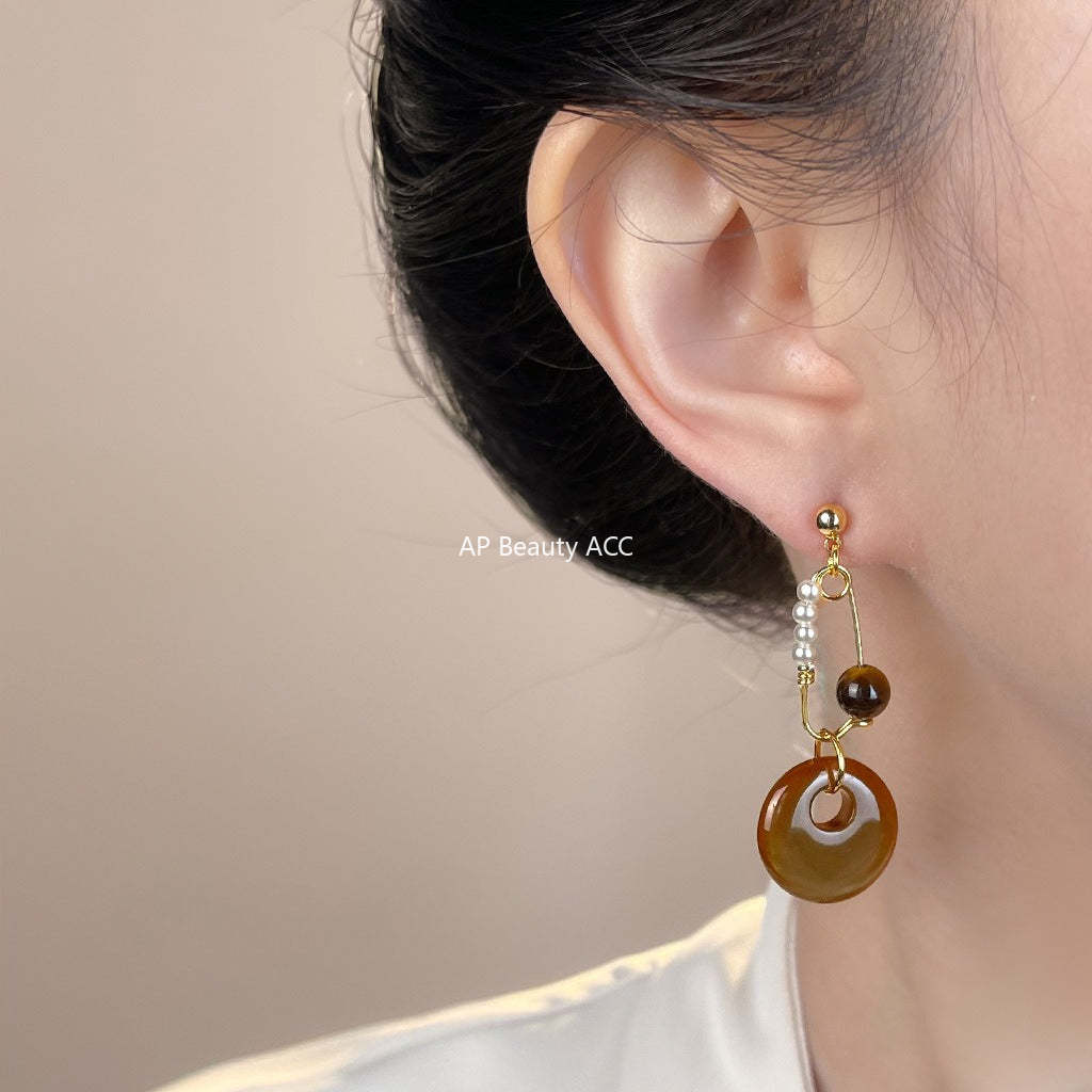 A廠-美拉德風文藝復古設計師款手工耳環秋冬新款原廠耳環工廠飾品批發「7147」25.11-4