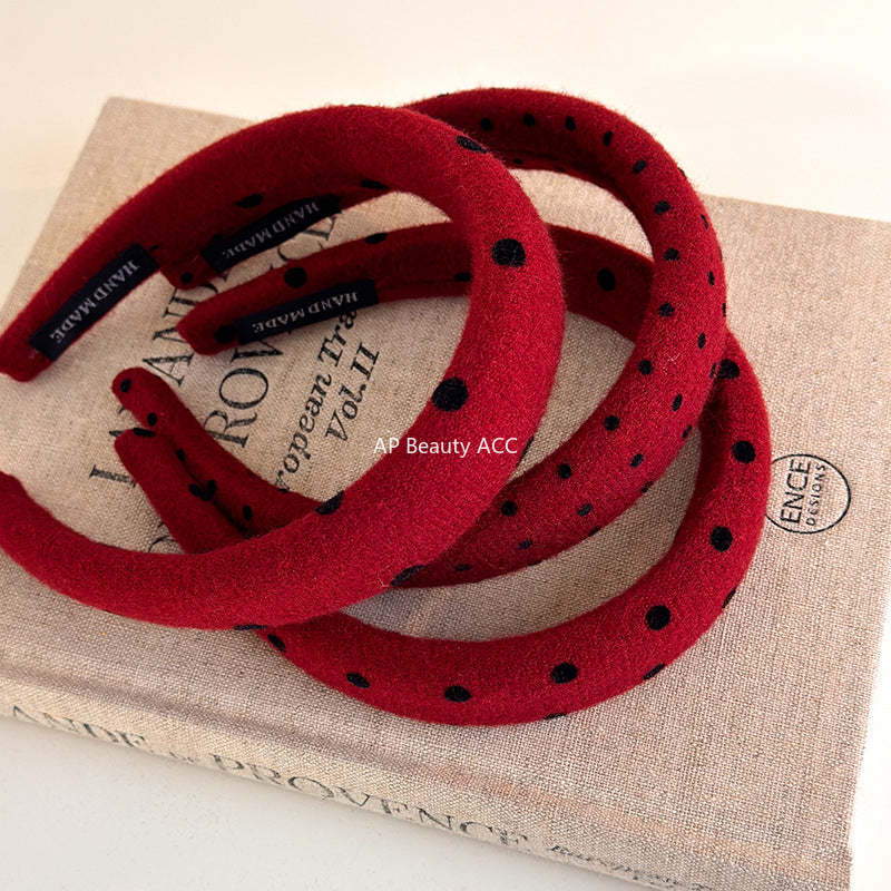 E廠-新年紅色波點大腸髮圈網紅2025新款綁頭髮頭繩高顱頂頭箍洗臉髮捆「27755」25.12-1