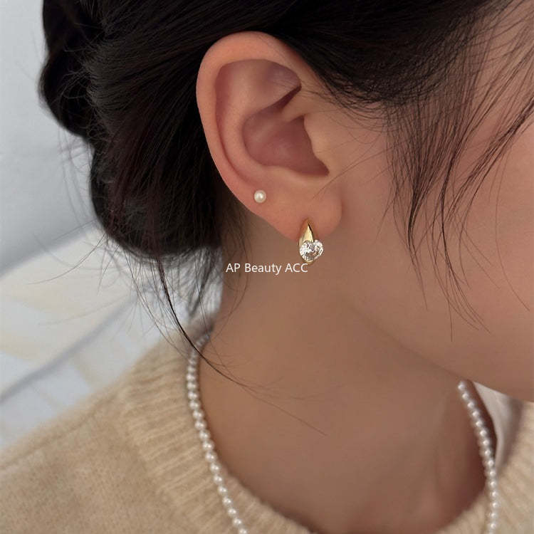 C廠-耳環新爆耳釘小眾設計鋯石耳圈銀針耳耳飾女高級感氣質耳飾「EH-2549.SJ」25.12-3