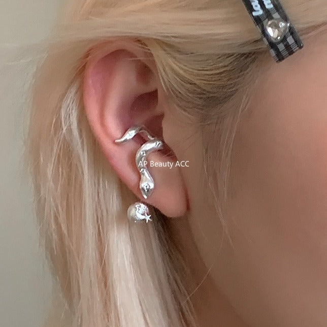 C廠-精緻甜美童趣風小蛇追蘋果銀針耳釘女小眾獨特高級感耳環秋冬耳飾「EH-4118」25.11-1