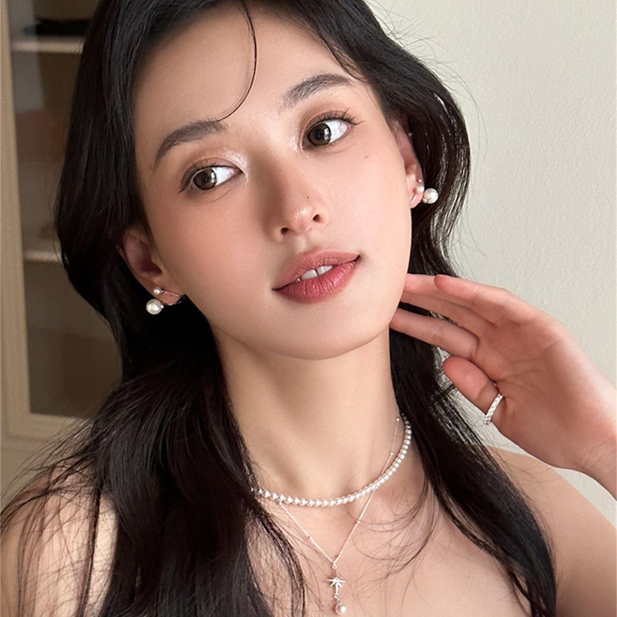 C廠-秋冬氣質珍珠環繞耳釘女小眾設計高級感銀針耳環簡約ins百搭耳飾「EH-3755」25.09-1