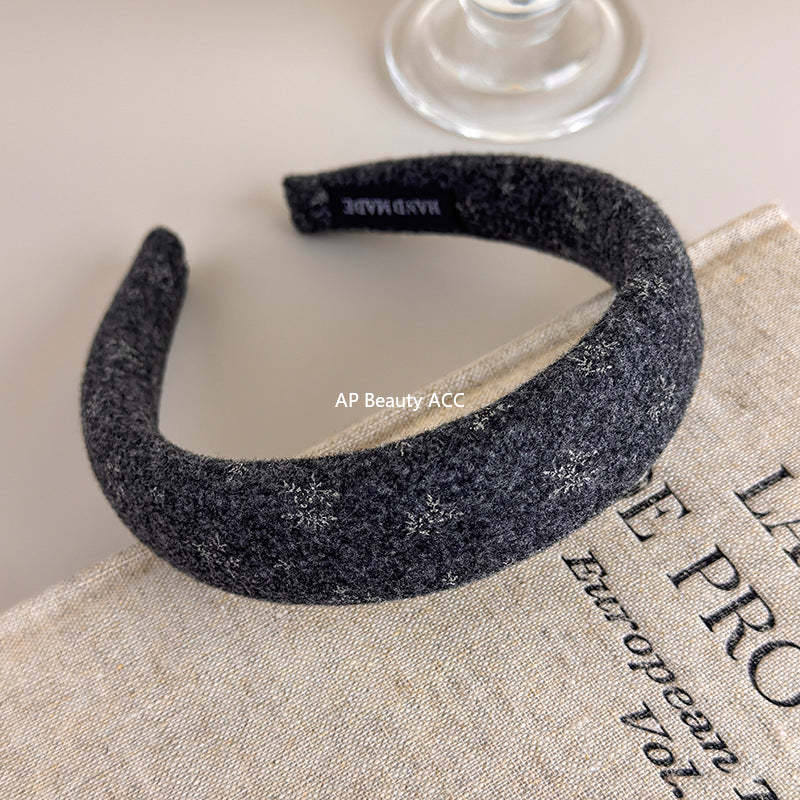 E廠-復古時尚秋冬針織小碎花海綿髮箍女外出壓髮卡氣質百搭高顱頂頭箍「27633」25.11-1