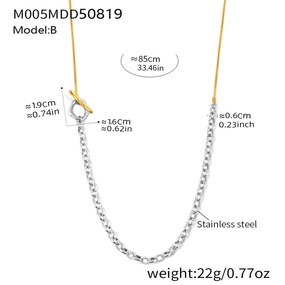 B廠-不鏽鋼OT扣長款可調節毛衣鏈簡約時尚輕奢高級感首飾品鍍18k真金「M005」25.12-2