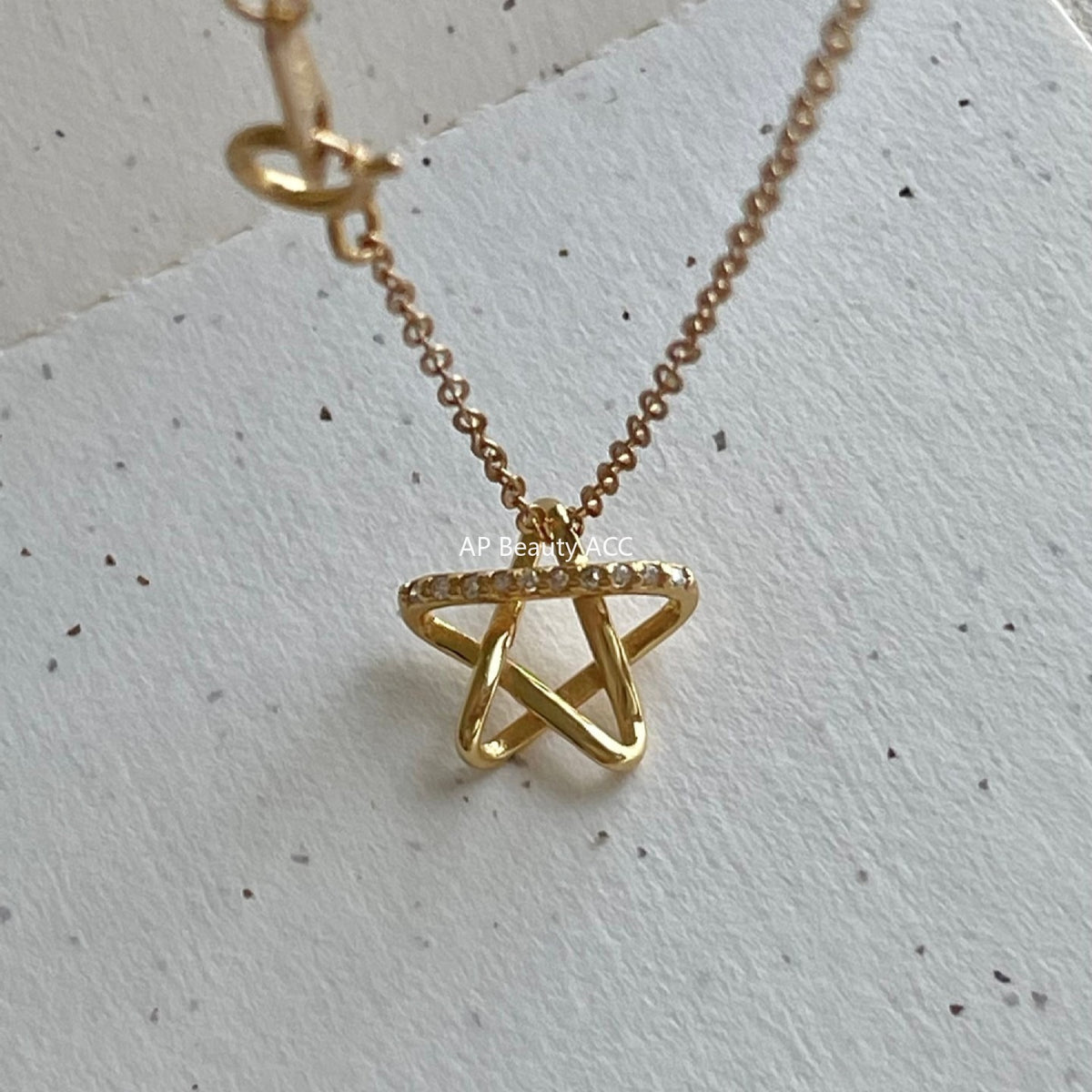 F廠-韓國韓版925純銀鋯石星星項鍊簡約氣質ins小紅書項鍊「B1381」25.11-1