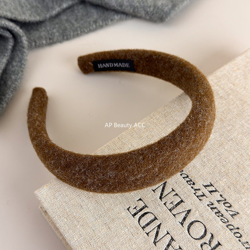 E廠-深色系毛氈髮箍女高顱頂壓髮洗臉頭箍不勒頭防滑髮卡2025新款髮飾「26247-2」25.11-2