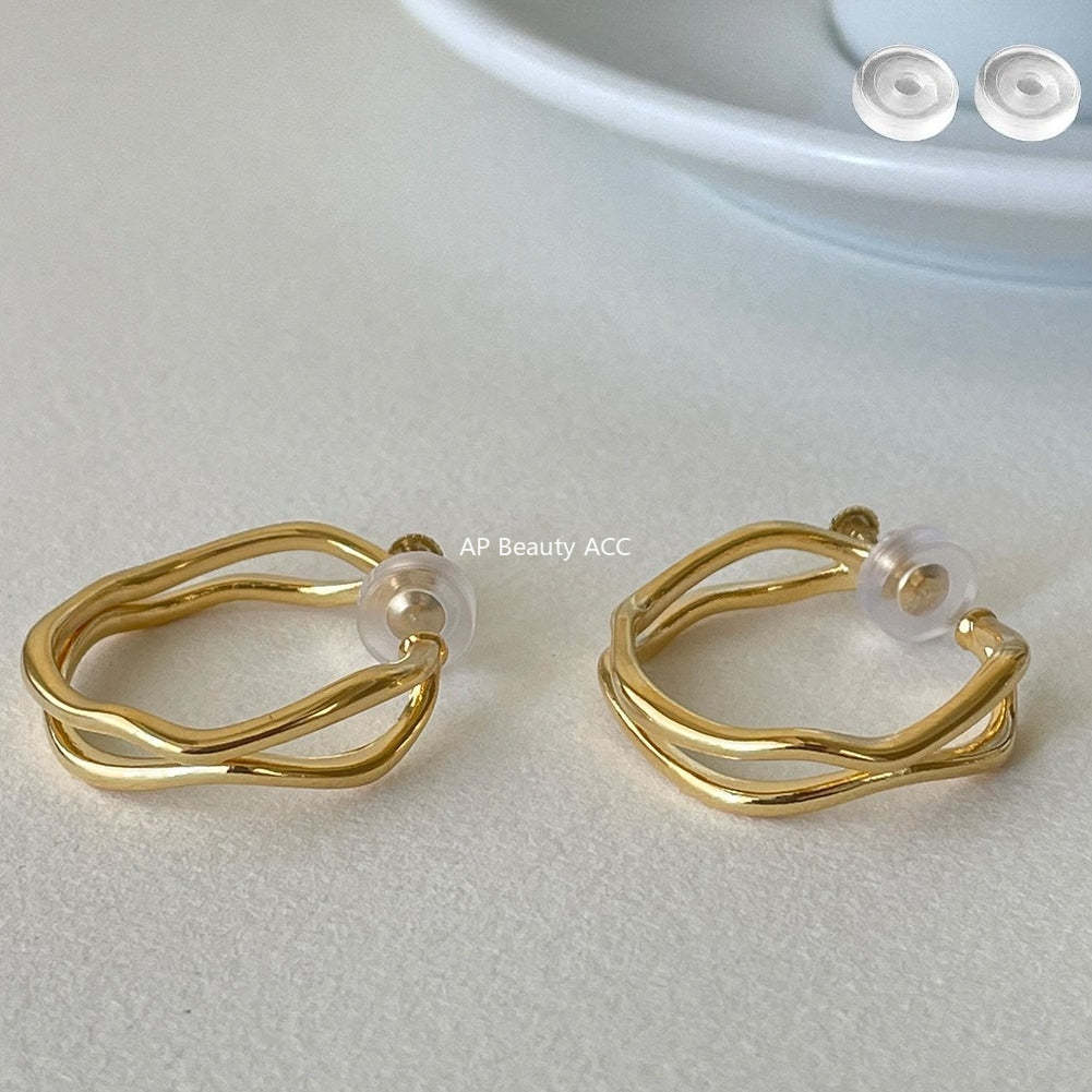 C廠-極簡百搭雙層不規則耳夾女小眾高級感時尚耳環精緻氣質秋冬耳飾「EJ-60」25.12-3