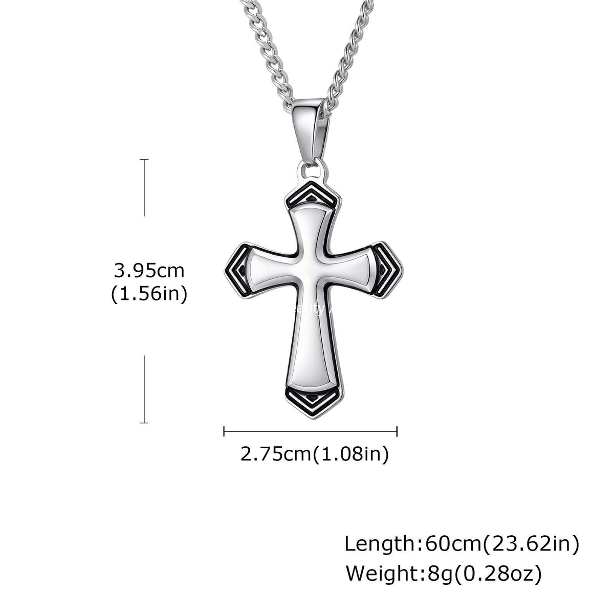 G廠-不鏽鋼烤黑漆切面十字架吊墜「PN-2263」25.12-2