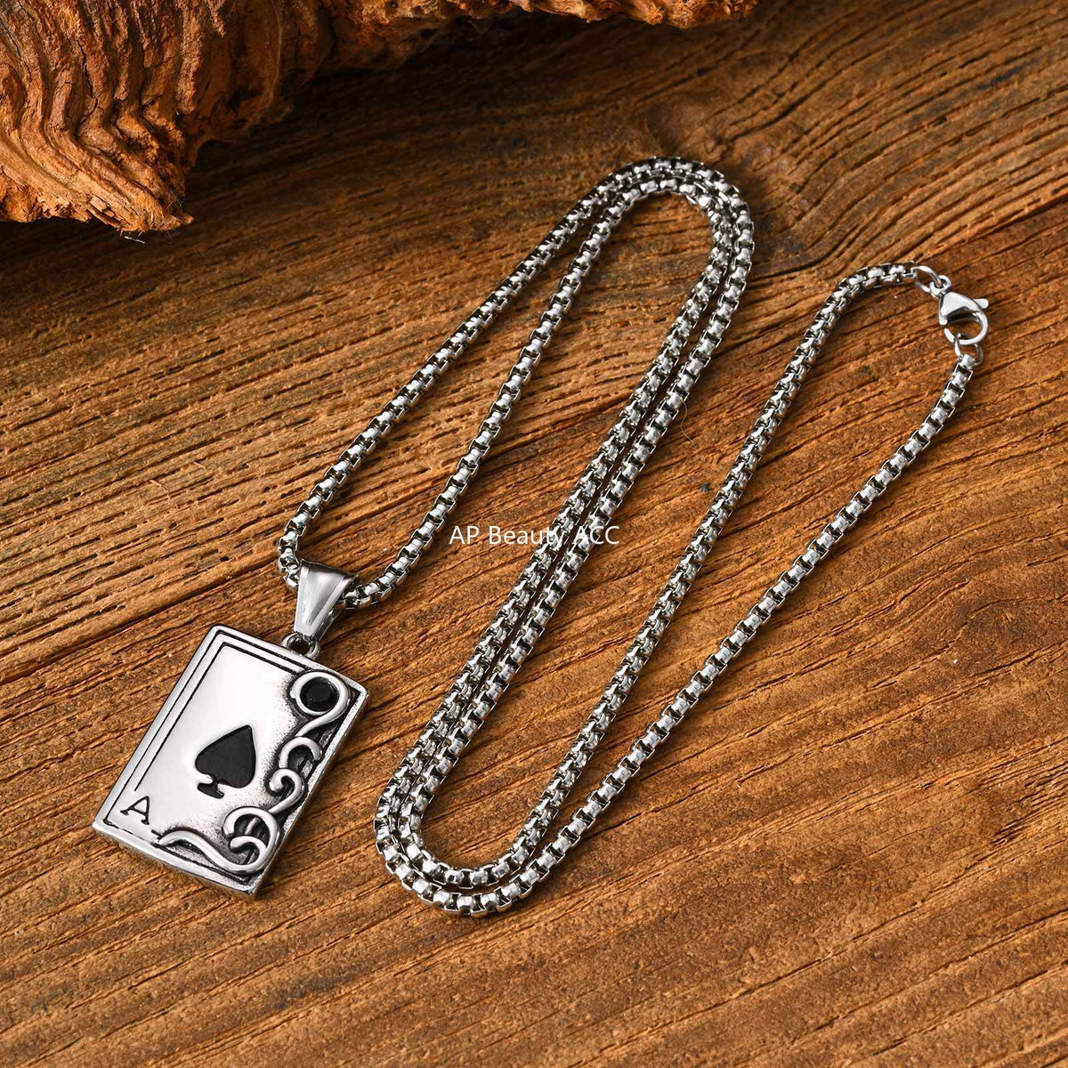 G廠-不鏽鋼撲克吊墜潮嘻哈百搭hiphop蹦迪黑桃A花紋吊墜「PN-2317S」25.12-3
